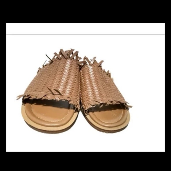 Michael Kors Dee Woven Leather Slides Brown Sandals Size 9M Open Toe - Picture 14 of 15